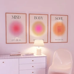 Trendy Motivational Quote Positive Aura Spiritual Grainy Gradient Wall Art Canvas Painting Posters For Living Room Home Decor