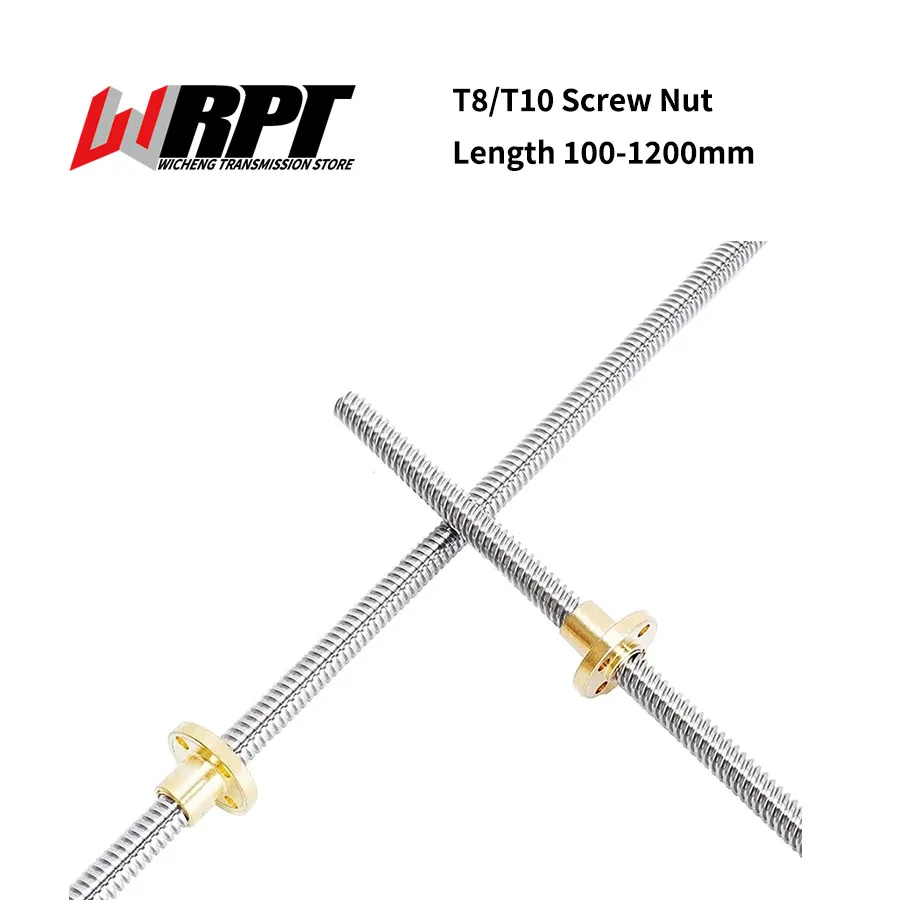 T10 T8 Trapezoidal Screw Stainless Steel Use For 3D Printer Z Axis Stepper Motor Length 100/500/800/1200mm Lead 10/12/14/20mm