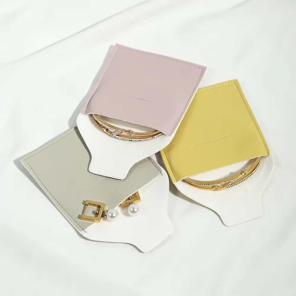 50pc PU Fashion Leather Envelope Pouches Wedding Christmas Jewelry Gift Bag Ring Earrings Necklace Brooch Package