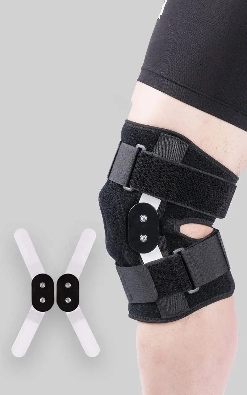 Patella Hinged Knee Braces Orthopedic For Knee Pain With Springs Compression Removable Steel Splint Support Knee Sleeve