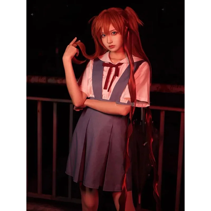 Anime Ayanami Rei Cosplay Asuka Langley Soryu Costume Girl Women School JK Uniform Halloween Party Loli Blue Haze Dresses