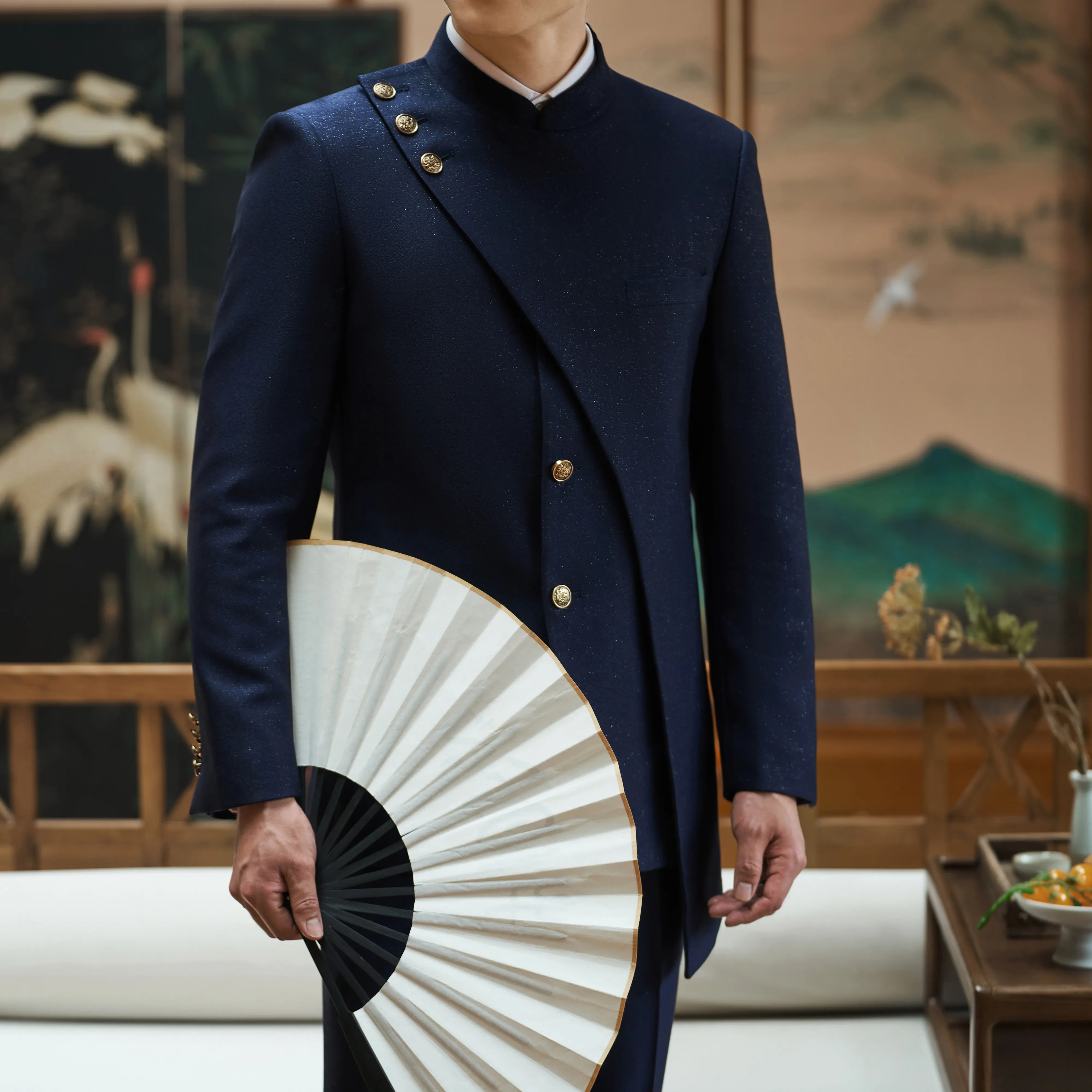 

Элегантный костюм для свадебного банкета в китайском стиле, модный дизайнерский наряд для вечеринки, официальный костюм для свадебного торжества.