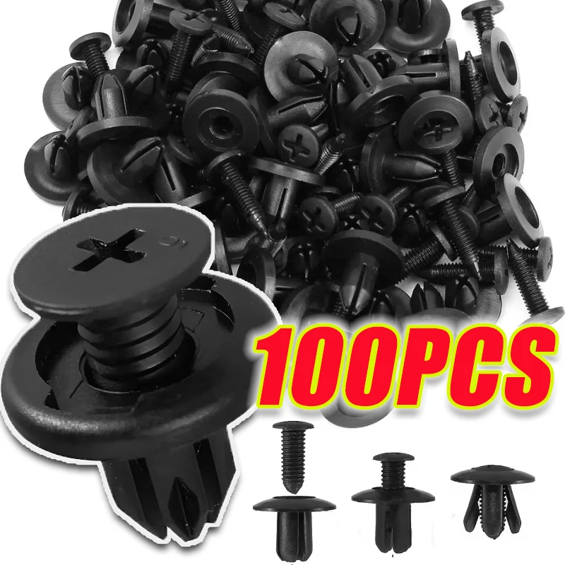 

8mm Black Plastic Rivets for Bumper Wing Clips Locator Wing Nylon Expanding Threaded Screw Fasteners Automotive Parts