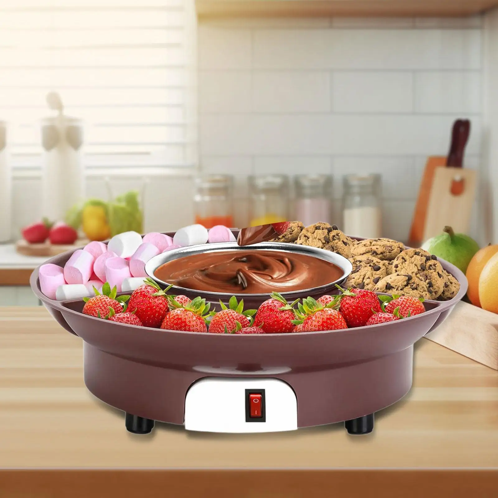 

Electric Chocolate Fondue Pot Multifunction, 220V Detachable Serving Tray for Kitchen, Holiday, House Warming Home, Party