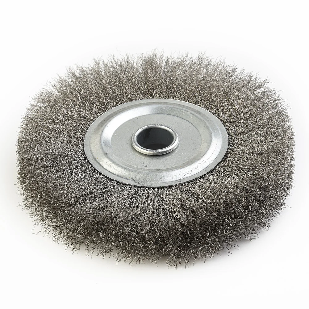 1pc 5inch 125mm Crimped Stainless Steel Wire Wheel Brush For Bench Grinder Polishing Abrasive Tool Metal Derust Wood Deburring