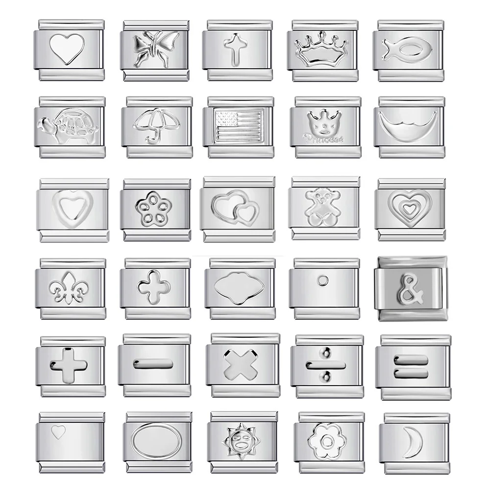 Y2k Animals Turtle Fish Bear Mouse Convex Italian Charm Links Fit 9mm Bracelet Stainless Steel DIY Jewelry Making Wholesale