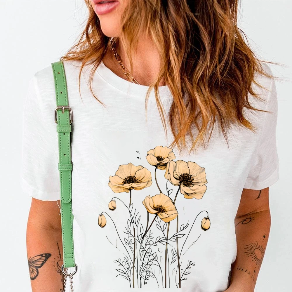 

Floral Graphic T Shirt For Girls Vintage Retro Y2K Fashion Style Full Cotton Breathable For Women Men Flower Lovers