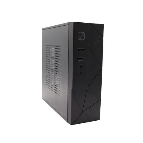 HTPC 케이스 MINI-ITX 케이스, SECC 팬리스 미니 ITX HTPC 섀시, 3.5 인치 하드 드라이브 베이 및 수직 스탠드 풋 (블랙)