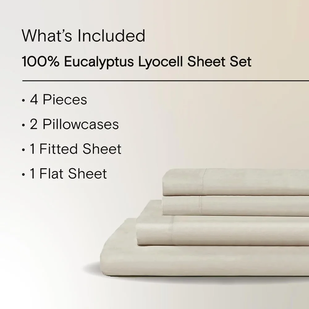 AiryWeight Tencel Sheet Set, 100% Lyocell Derived from Eucalyptus, Buttery Soft, Architectural