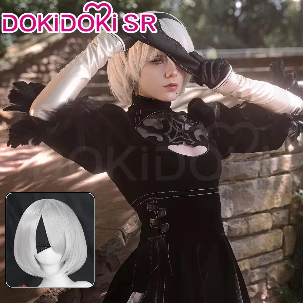 2B コスプレ セット ブラックドレス ワイドウィッグ シューズ付き
