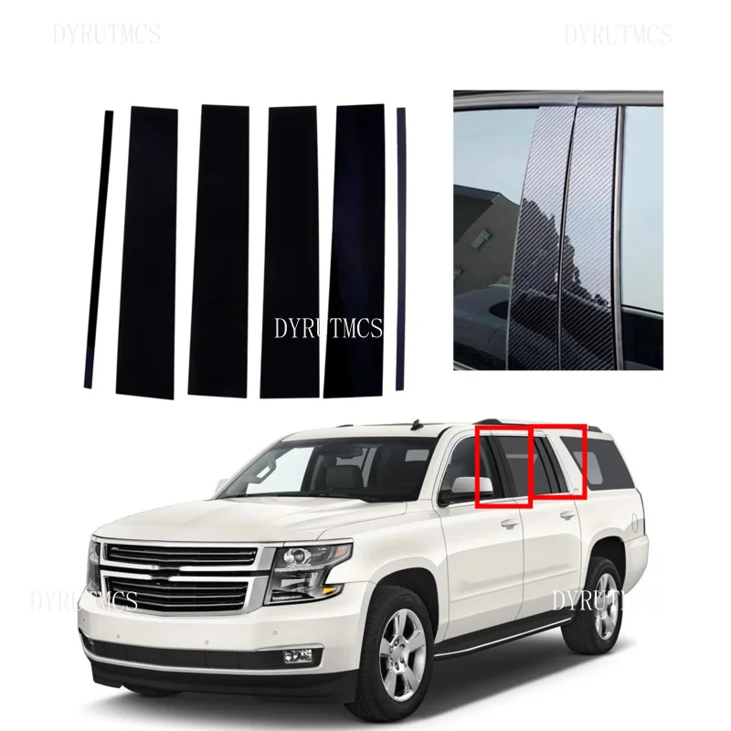 

Fit For Chevrolet Suburban Yukon XL 2015 2016 2017 2018 2019 2020 6pcs Glossy Black Pillar Posts Door Window Trim Cover Sticker