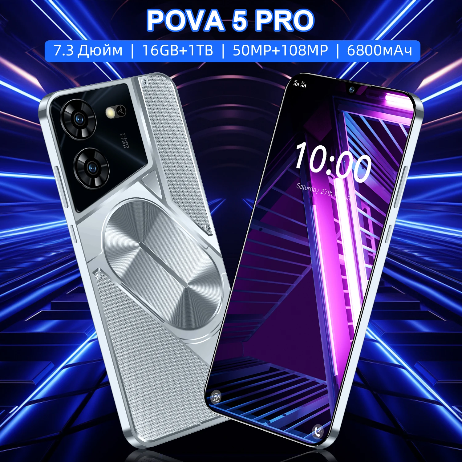 

Cell Phone Global Version Pova 5 Pro Mobile Phone 16GB+1TB Android Cellphones Dual Sim Card Face Unlocked 5G Original smartphone