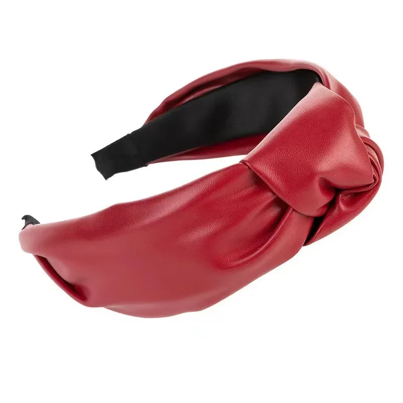 

New Fashion Solid Colors Hair Knotted Hairband For Women Cross Hair Hoops Leather Knot Girl Hair Accessories Adult Headband Sale