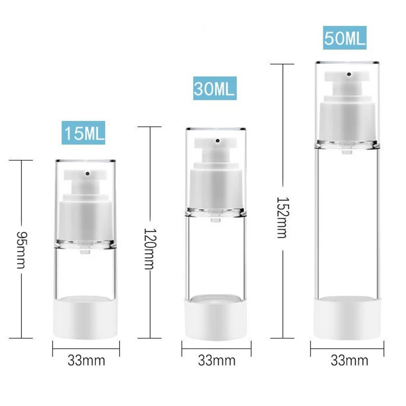 15/30/50 ml Tragbare Vakuumpresse Typ Sprühflasche Nachfüllbare Make-Up Kosmetik für Creme Gel Feuchtigkeitscremes Flüssigkeit Lotion Flaschen