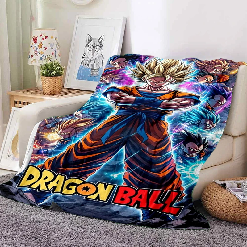 3D Vintage D-Dragon B-Ball Cartoon Plush Blanket – Super Soft Flannel Throw for Anime Fans, Bedroom, Sofa, Gaming Room & Gift