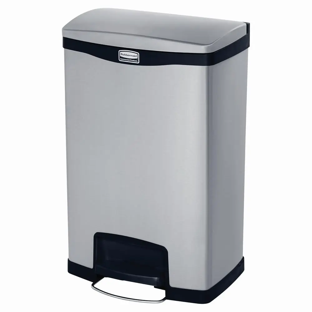 

Imprions Metal Step On Trash Can, ront Step, 13 GAL, StainlSteel Black, Indoor or Hospitals/Oice Spaces/Restaurants
