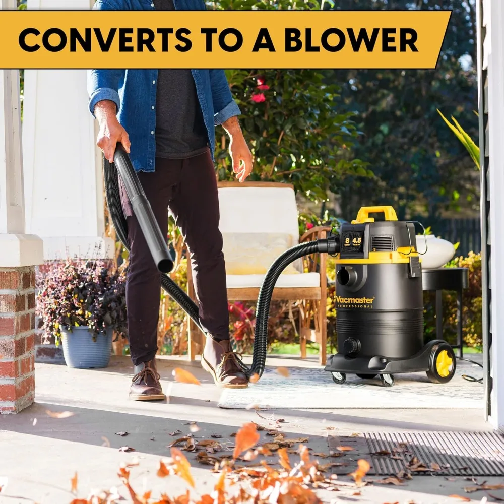 Пылесос для влажной/сухой уборки мощностью 8 галлонов мощностью 4,5 л.с. с системой самоочищающегося фильтра черного цвета