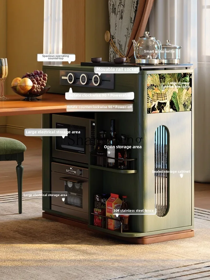 ZYY table à manger d'îlot en bois massif haut de gamme intégré ménage rétractable salon table à thé domestique