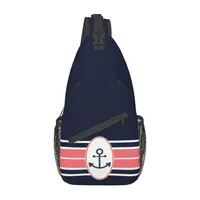 Nautical Navy Anchor Design Sling Chest Crossbody Bag Men Casual Sailing Sailor Shoulder Backpack for Hiking