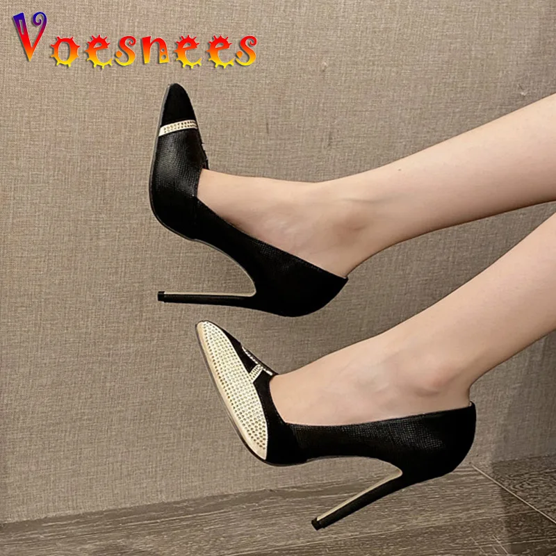 Spring Autumn Women Shoes Fashion Pointed End Diamond Shallow Mouth High Heels 2022 New High Quality Color Matching Lady Pumps