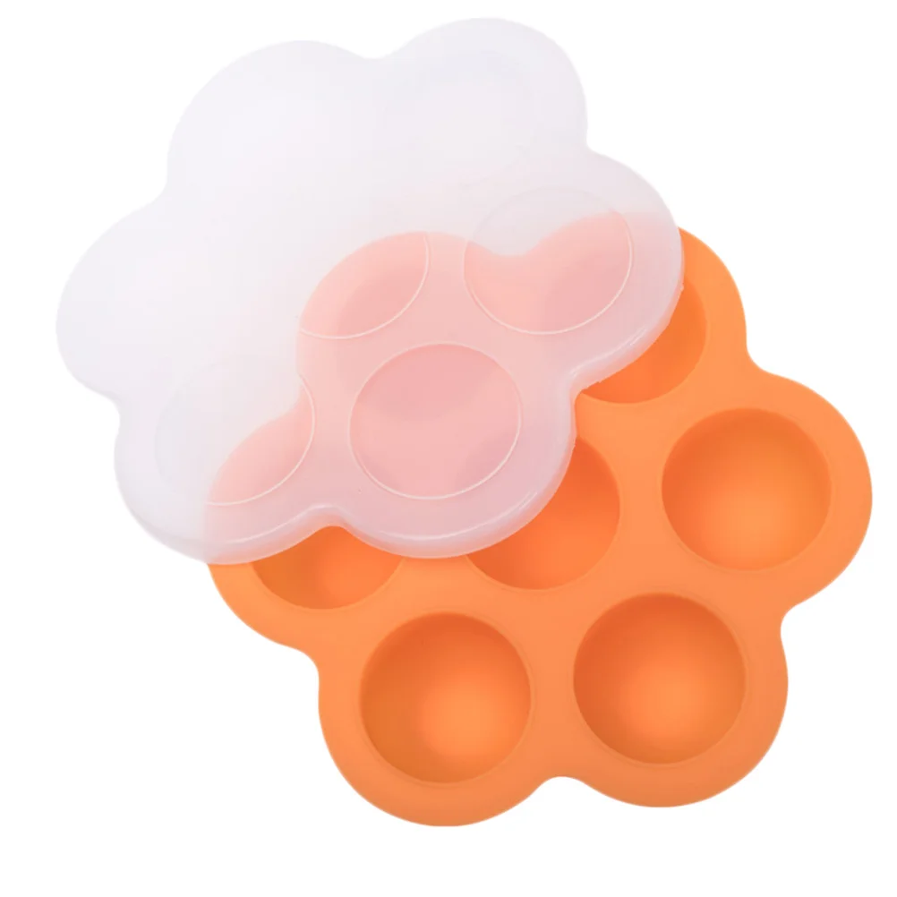 Bandeja de armazenamento de alimentos para bebês premium, bandeja congeladora de silicone com 7 cavidades, recipientes laranja, recipiente de armazenamento de alimentos para bebês