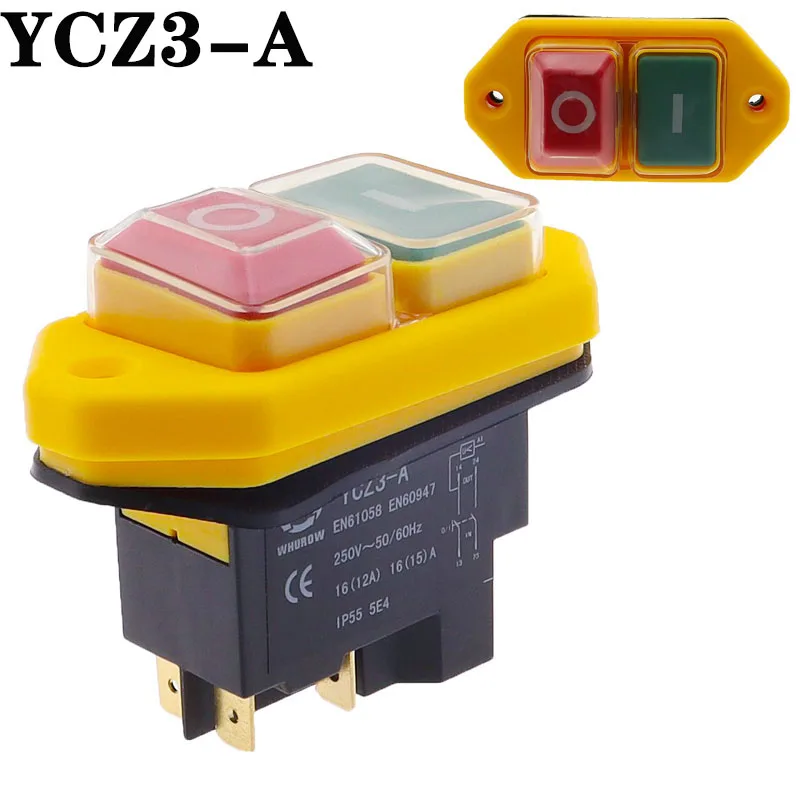 YCZ3-A Electromagnetic Switch 4/5 Pin 110/220V On Off Push Button Restart And Under Voltage Protection Can Replace KJD17