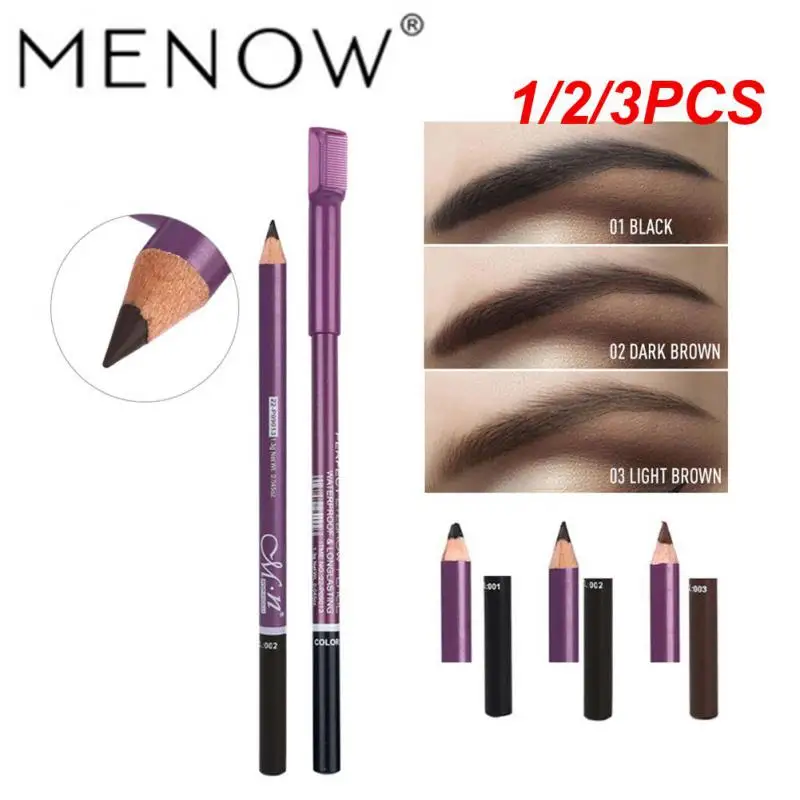 1/2/3PCS Black Eyebrow Easy To Use Longlasting Cosmetic Eyebrown Pen Soft Double Head With Eye Brown Brush