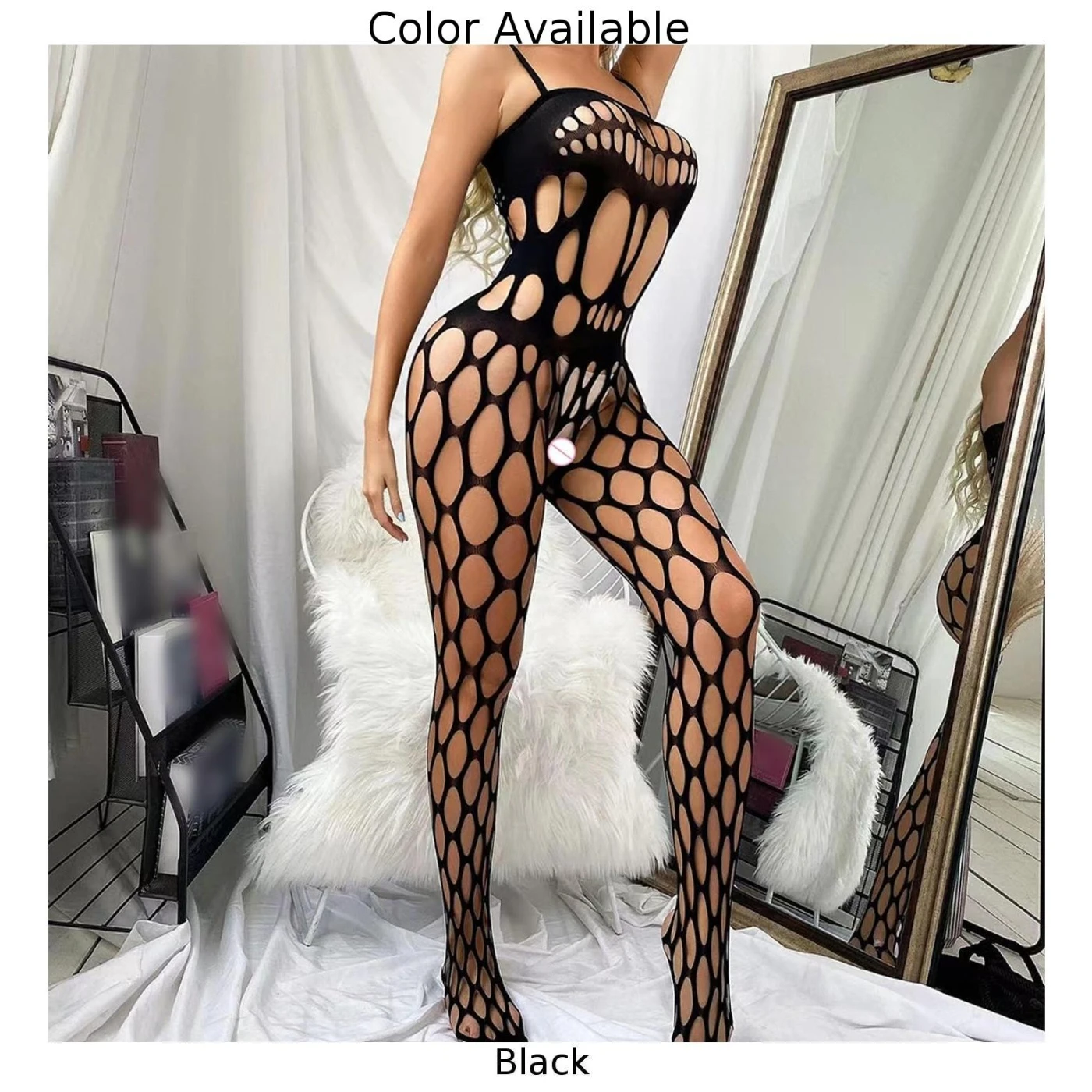 Sexy Hollow Fishnet Teddies Bodysuit Women Erotic Crotchless Lingerie Full Sleeve Bodystockings Mesh Perspective Teddy Bodysuits