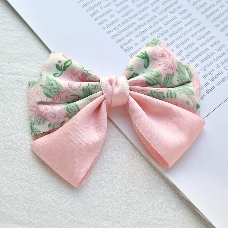 Spring Pink Green Flower Ribbon Hairpin Set Newbie Material Pack Handmade DIY Hair Accessories Headwear Homemade Bow