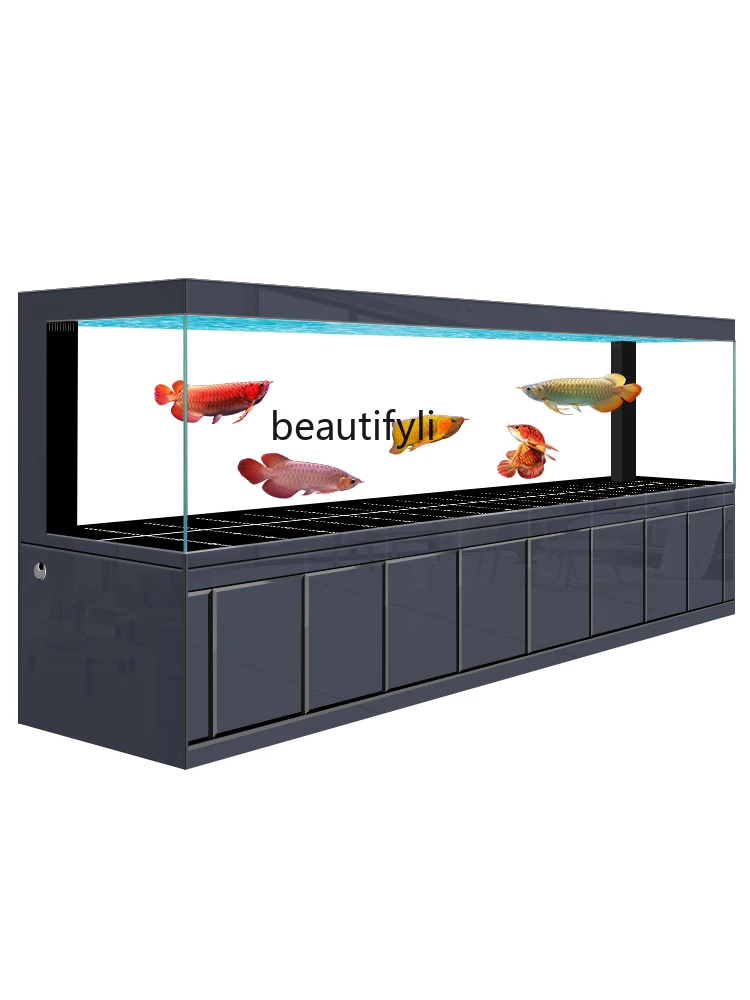 

Super White Glass Golden Dragon Fish Tank New Living Room Home Medium and Large Floor Bottom Filter Fish Tank