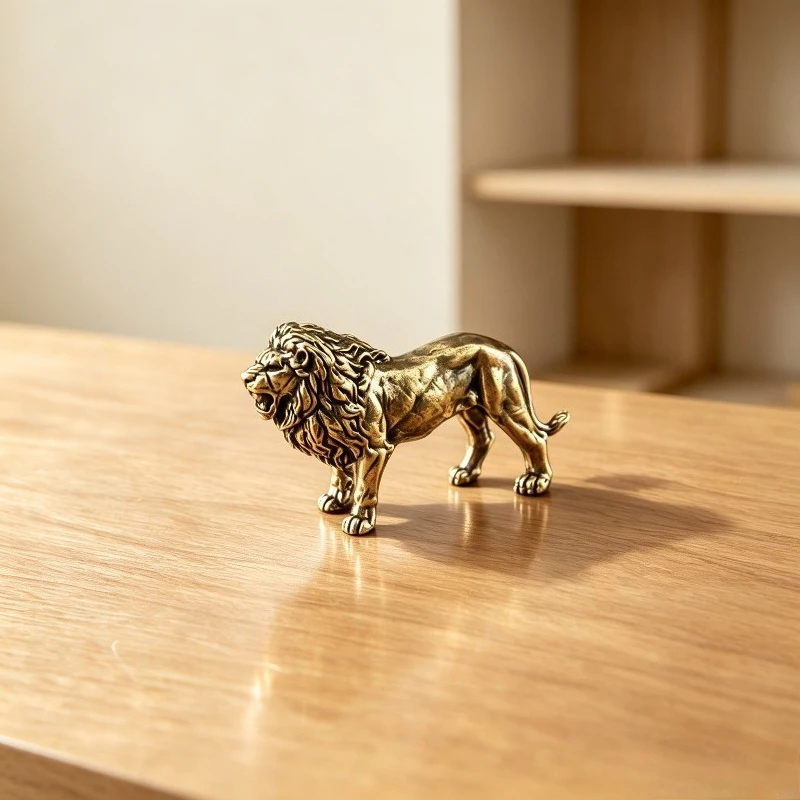 1 Stück Messing-Löwenornament, Figur eines wilden kleinen Löwen, kreative Heimdekoration, Schreibtisch-Deko, Ornament im Vintage-Stil – Detail 5