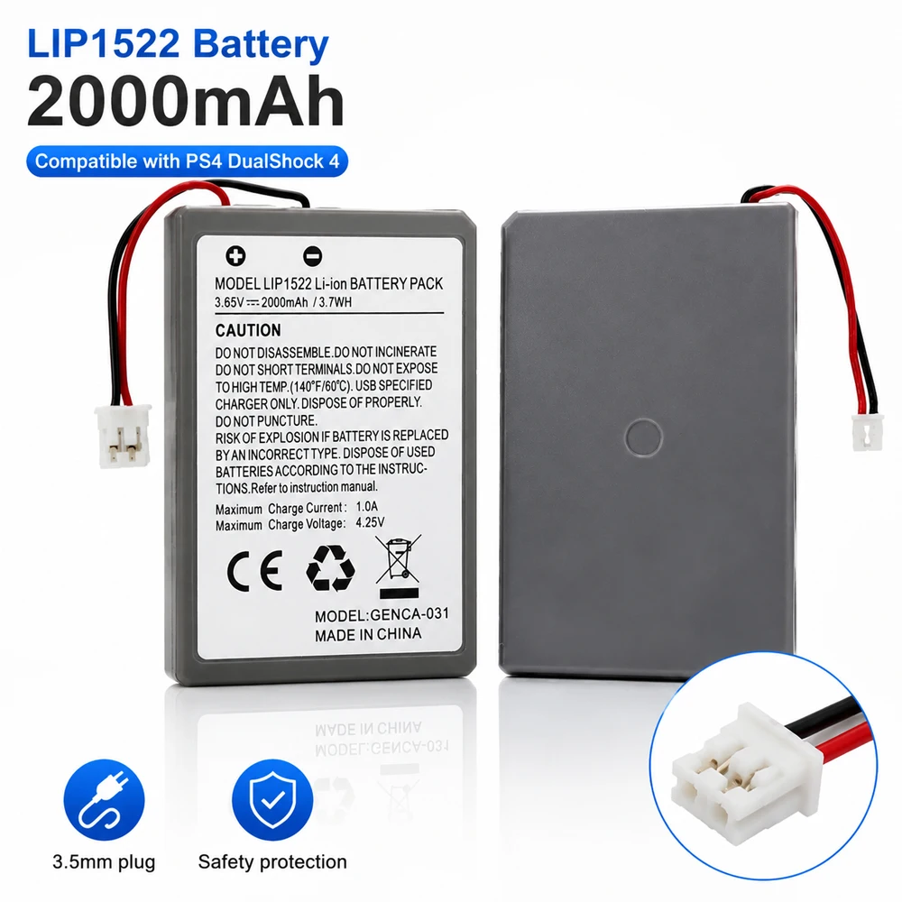 Lip1522 2000mAh Game Controller Battery PS4 Pro PS4 Model Suitable for PlayStation Slim Dualshock 4 Without Gamepad Battery