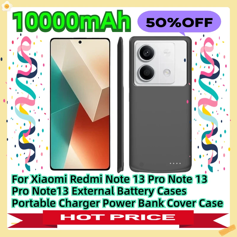 

For Xiaomi Redmi Note 13 Pro Note 13 Pro Note13 External Battery Cases Portable Charger Power Bank Cover Case