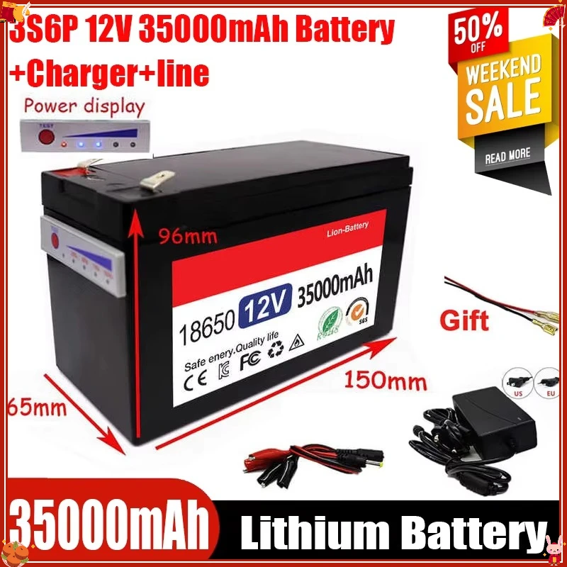 12v 350Ah portable rechargeable battery with USB power Display Port multi-purpose backup power supply