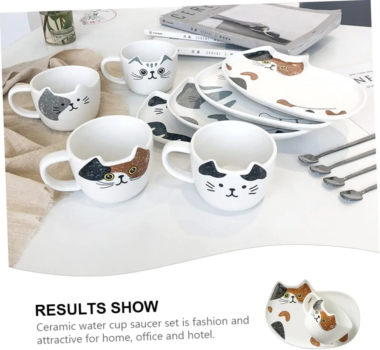 1 Set cat cup and saucer set afternoon tea cups and saucers porcelain coffee mug drinking cup cat coffee mug porcelian mugs cat