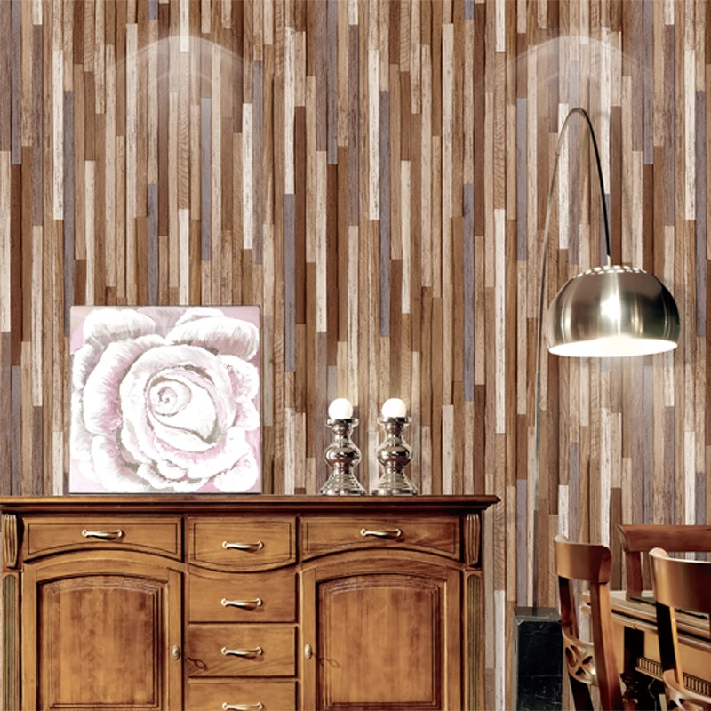 Vintage Wood Wallpaper PVC Waterproof 3D Modern Design Wall Covering Wooden Plank Wallpaper for Bedroom Living Room Decor Walls