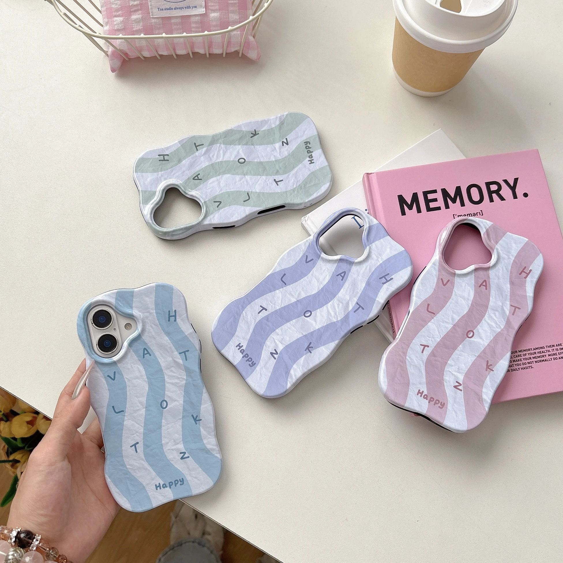 

Чехол для телефона Wave Stripes 2 в 1, ТПУ + ПК с алфавитом для iPhone 12 13 14 15 16 Pro Max Wave Edges, удобный сенсорный жесткий тонкий чехол