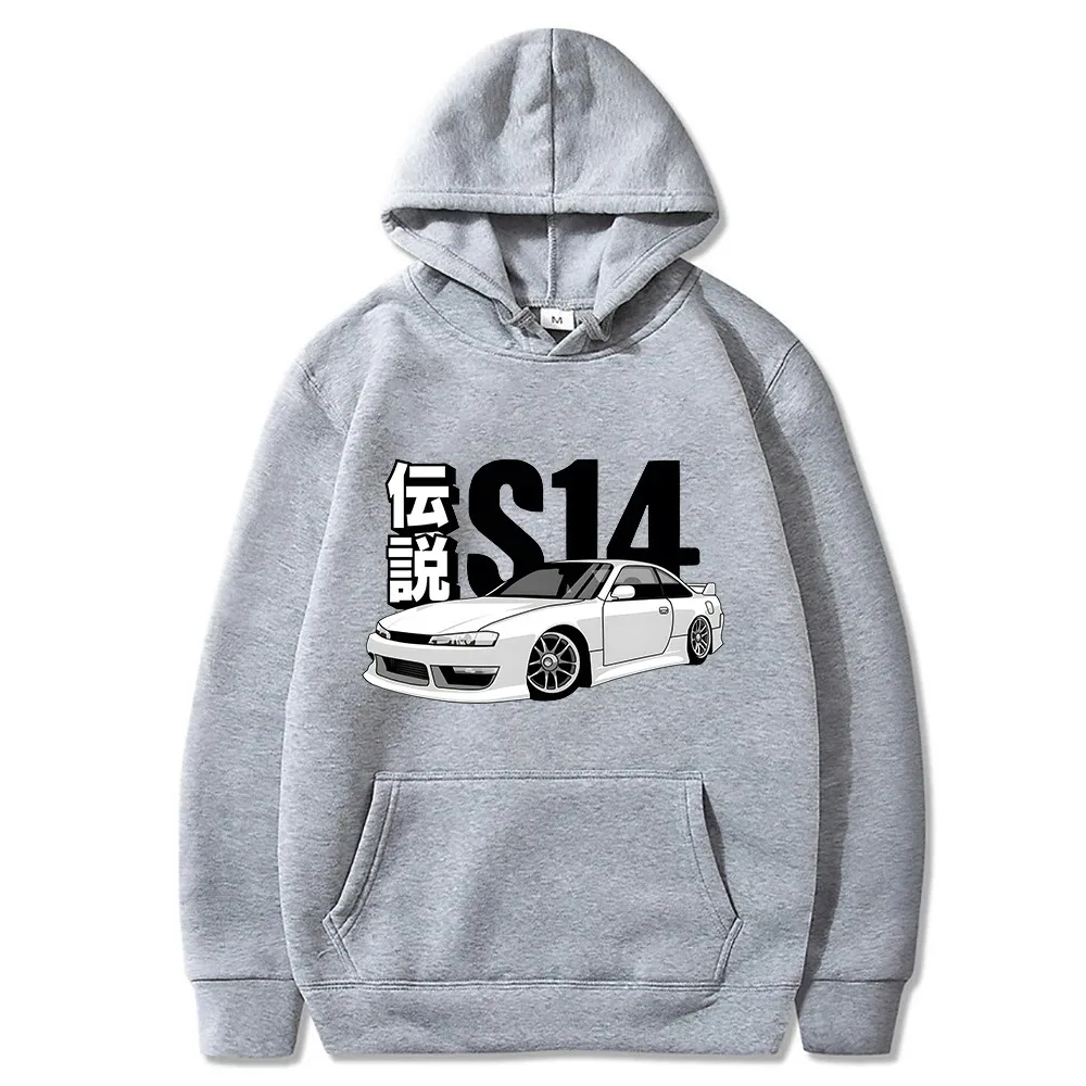 Initial D JDM Hoodie Vintage S14 FD Drift Japanese Cars Printed Sweatshirt Harajuku Tracksuit Loose Men Streetwear Pullover Tops