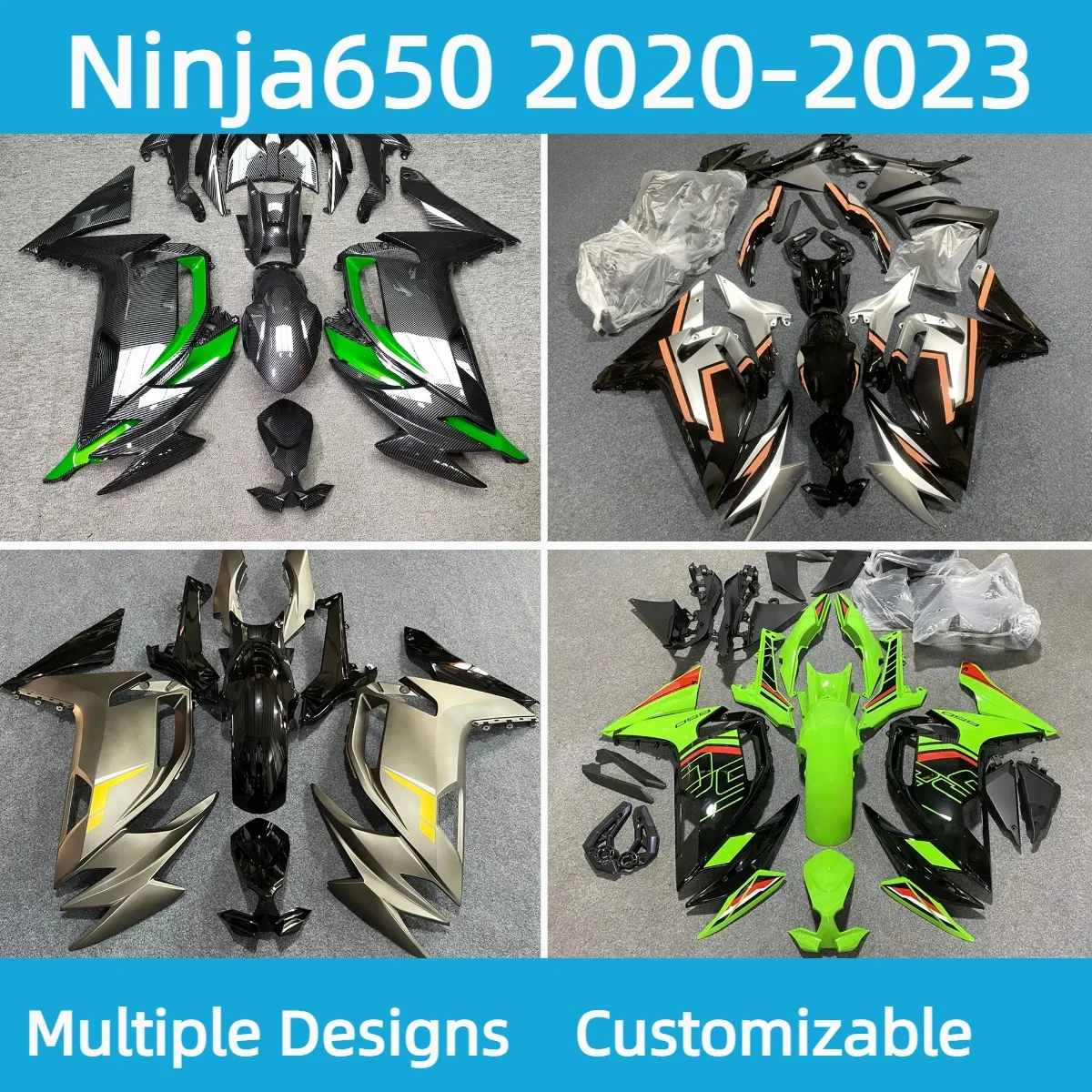 

Custom Fairings ER6F 2020 2021 2022 2023 Carbon Fibre Fairing Kits ABS Injection Plastics for Kawasaki Ninja650 20 201 22 23