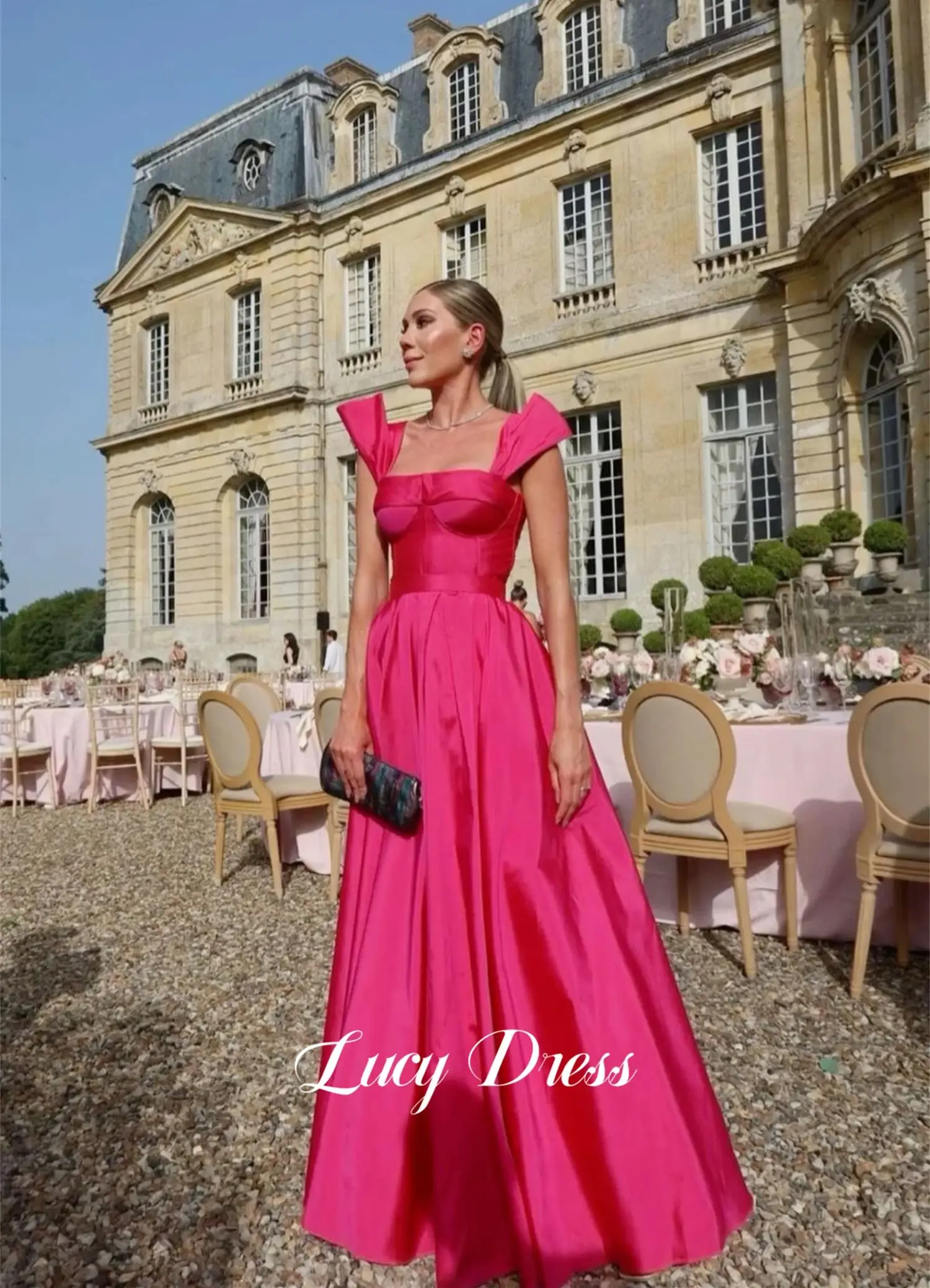 Lucy Line Um vestido de festa para mulheres, vestido de graduação, elegantes vestidos de noite, rosa vermelha, Cocktail, baile, casamento, Sharon, feliz, 2024