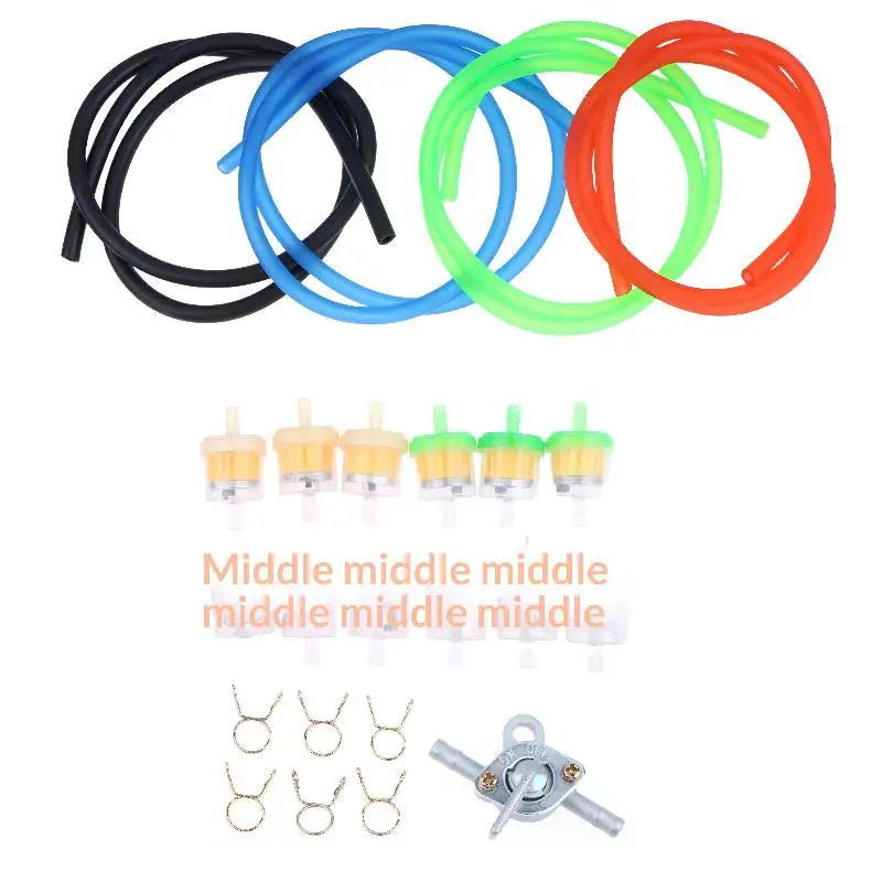 【MO】Kit de filtro de combustível com interruptor, filtro de combustível em linha de 6mm para ATV, motocicleta, dirt bike, kart, peças de reposição universais para sistema de combustível