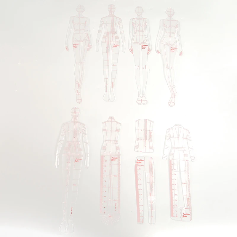 

1 комплект, шаблон для рисования одежды, модель линейки, модные швейные лоскутные линейки, женский шаблон для рисования фигурок для дизайна моды