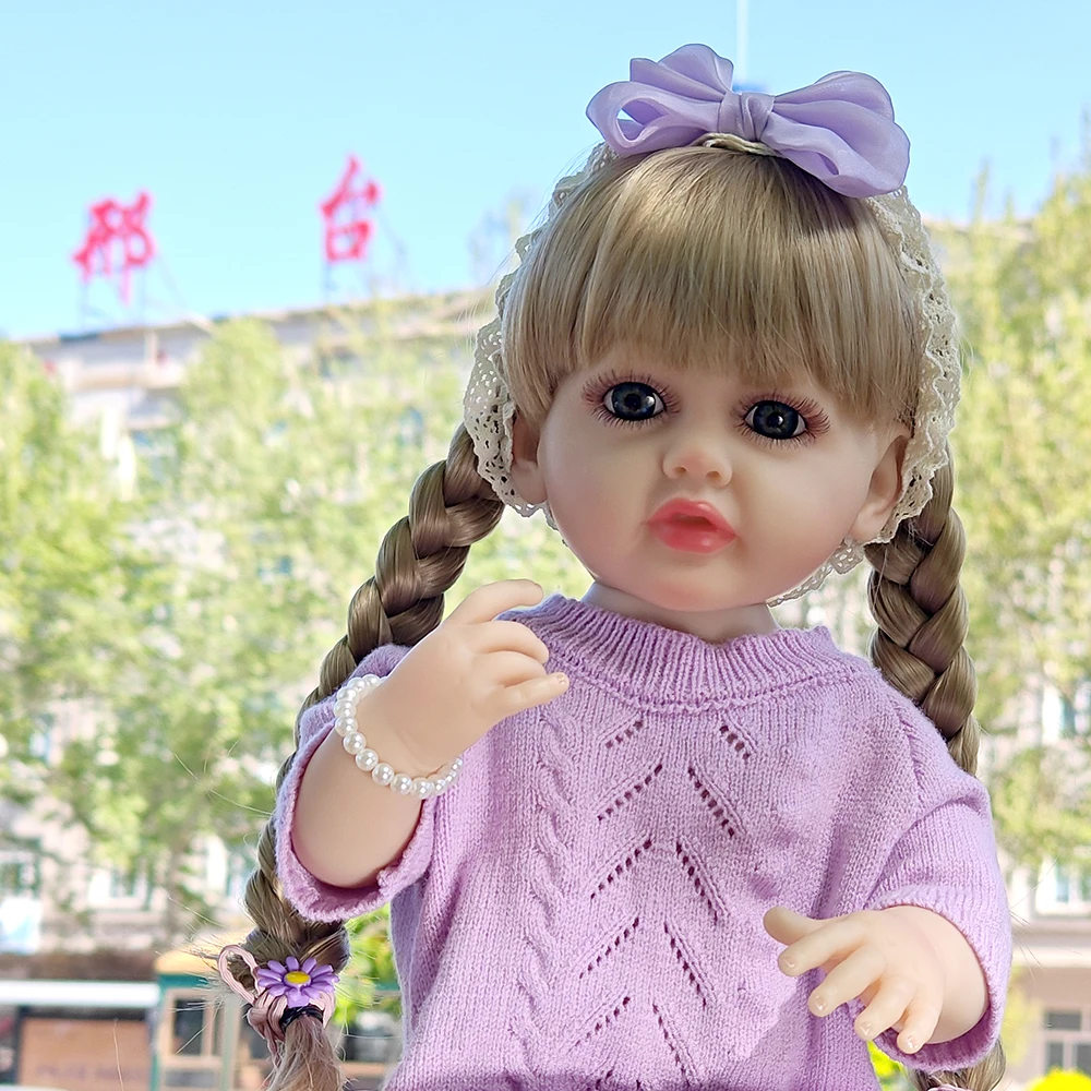 22 นิ้ว 55 ซม.สําเร็จรูป Reborn ตุ๊กตาสาวไวนิลตุ๊กตาจําลองเด็กแต่งตัวของเล่นวันเกิดคริสต์มาสของขวัญ