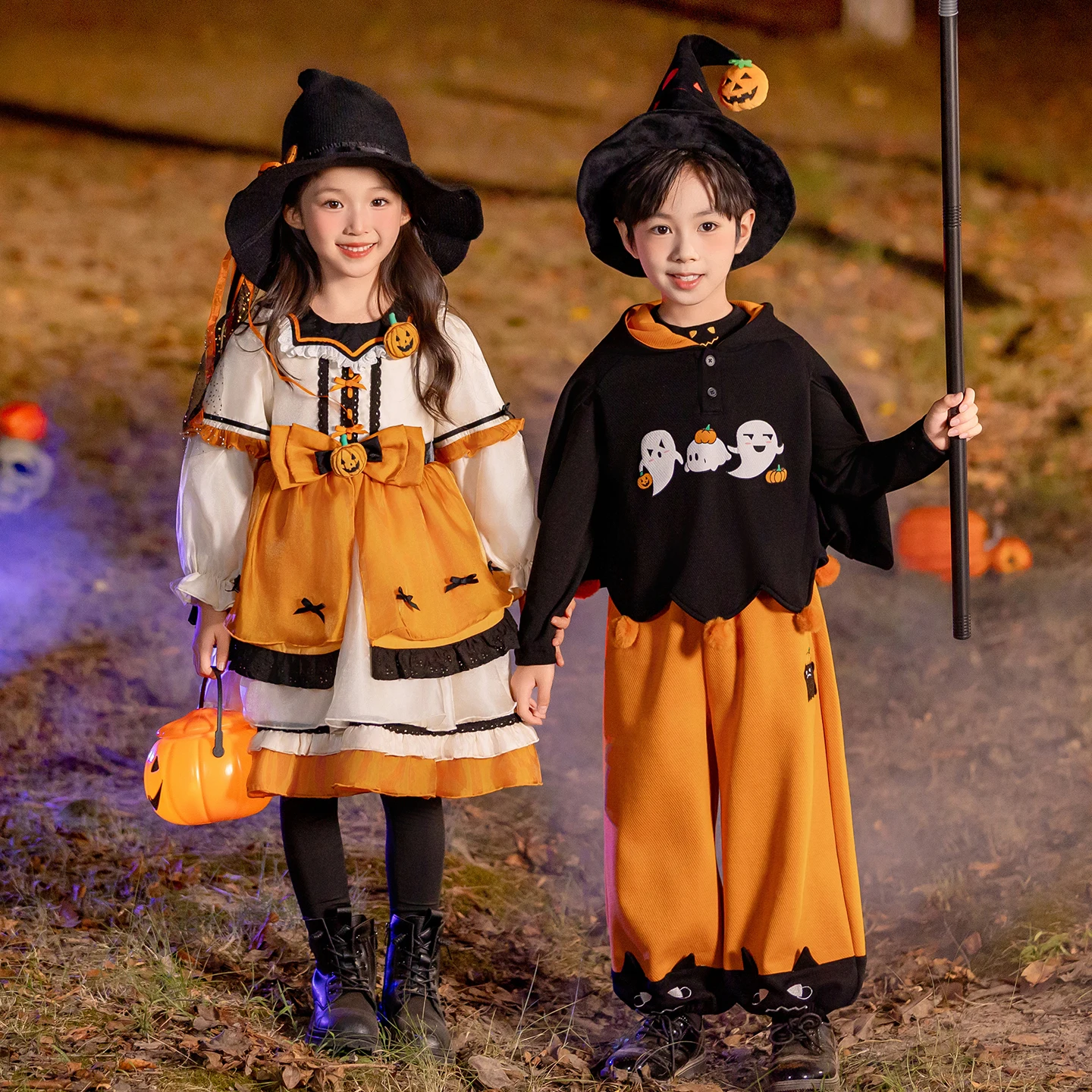أزياء الهالوين للأطفال الصبي القلنسوة ني رداء الفتاة اليقطين الدكتور طفل تأثيري أداء الزي طويل Sve السراويل الطويلة