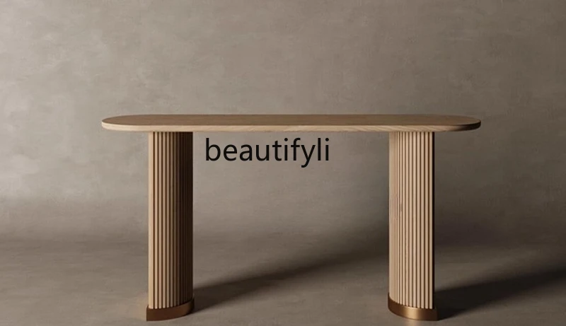 

American Retro Solid Wood Entryway Table Minimalist Entryway Table Light Luxury Foyer Entrance Hallway Display Table