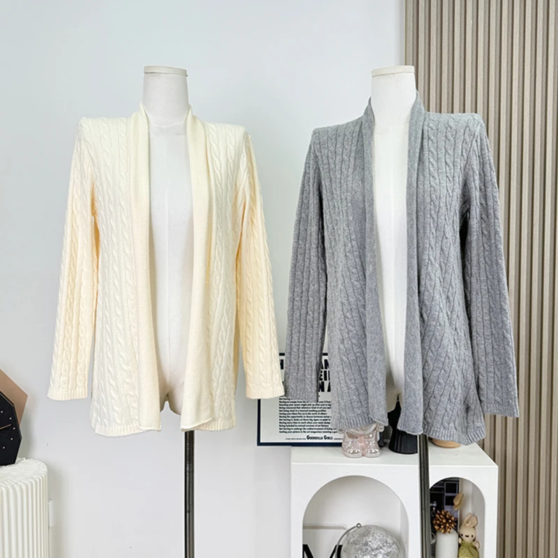 

Осень-зима вязаный кардиган женский шикарный свободный повседневный ленивый ветер элегантный свитер женский с длинным рукавом однотонная простая модная верхняя одежда