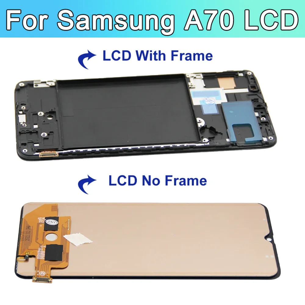 A70 Display Screen For Samsung Galaxy A70 A705 A705F SM-A705F LCD Display With Frame Touch Screen Digitizer Assembly Replacement