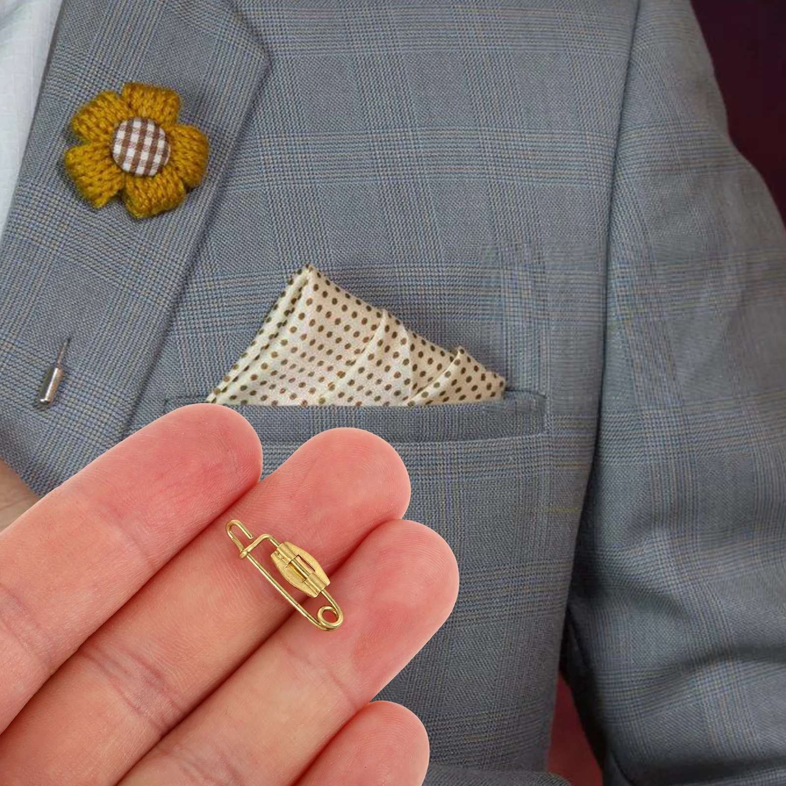 

50pcs P-shaped Safety Safety Pin For Crafting Copper Base Durable Metal Components Base Pins for Jewelry Crafting Badge Pins