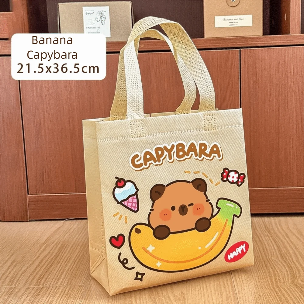 

Cute Non-woven Capybara Tote Bag Reuse Portable Cartoon Capybara Birthday Gift Bag Shopping HandBag Capybara Print Canvas Bag