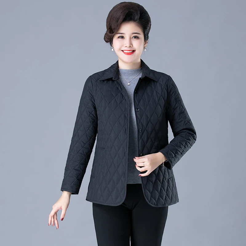 2023 Warm thin jacket Autumn/Winter quilted Long-sleeved Jacket Parkas new middle age cotton-padded tops mother Cotton coat